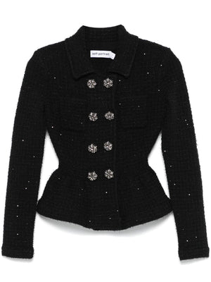 SELF-PORTRAIT Textured Knit Double-Breasted Jacket