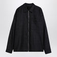 PRADA Men's Zipped Prince of Wales Shirt in Charcoal Grey