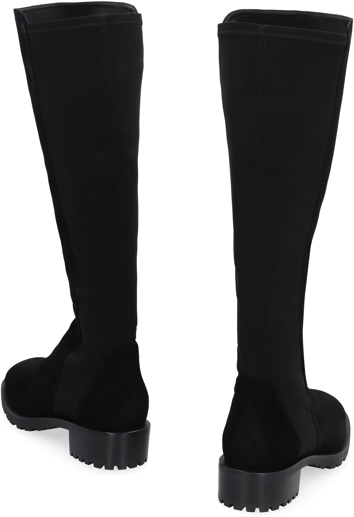 STUART WEITZMAN Black Leather and Stretch Fabric Boots for Women - FW23 Collection