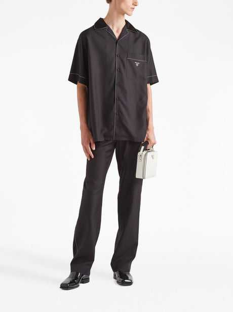 男士時尚絲質黑色襯衫 - SS24系列