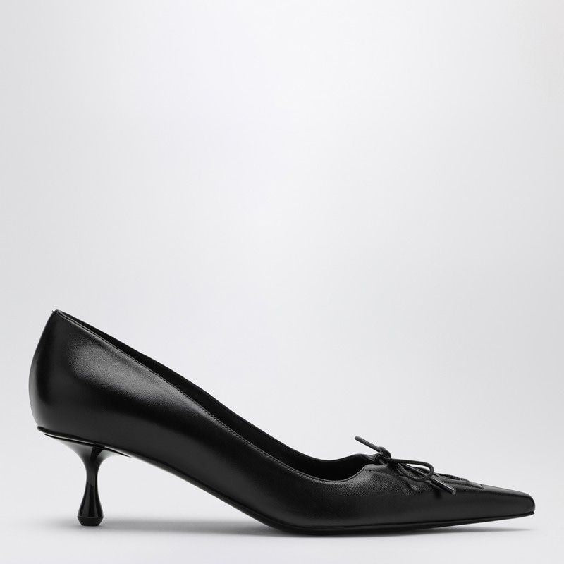 JIMMY CHOO Medium Leather Pumps with Pointed Toe and Front Laces