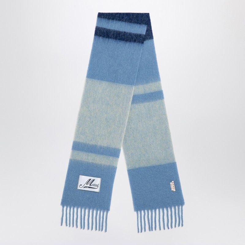 MARNI Elegant Striped Mohair Scarf with Fringes