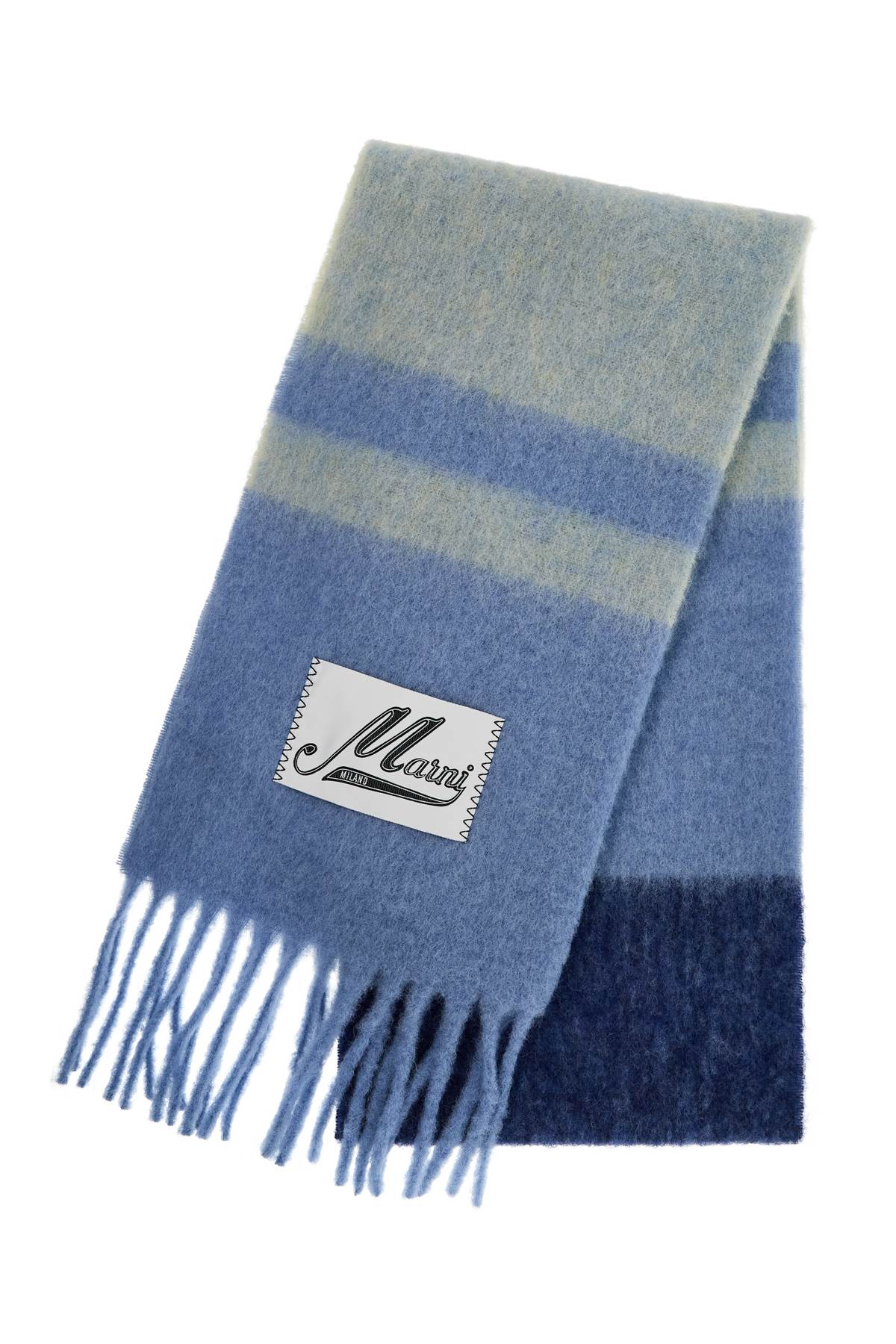 MARNI Elegant Striped Mohair Scarf with Fringes