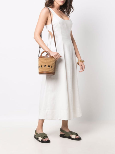 MARNI Women's Tropicalia Mini Bucket Bag in Brown Leather - Shoulder Style