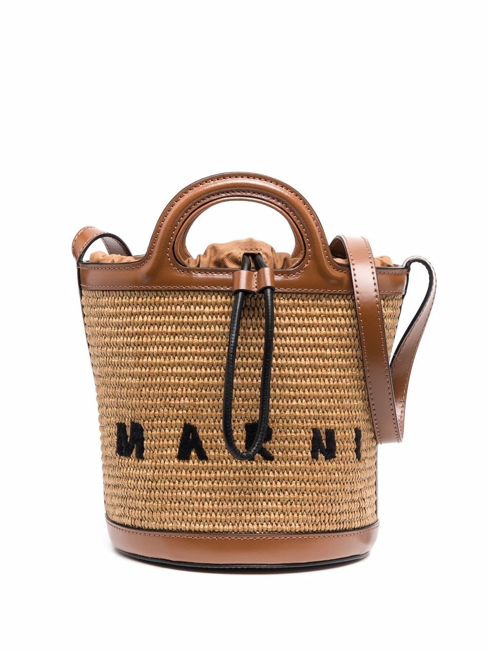 MARNI Women's Tropicalia Mini Bucket Bag in Brown Leather - Shoulder Style