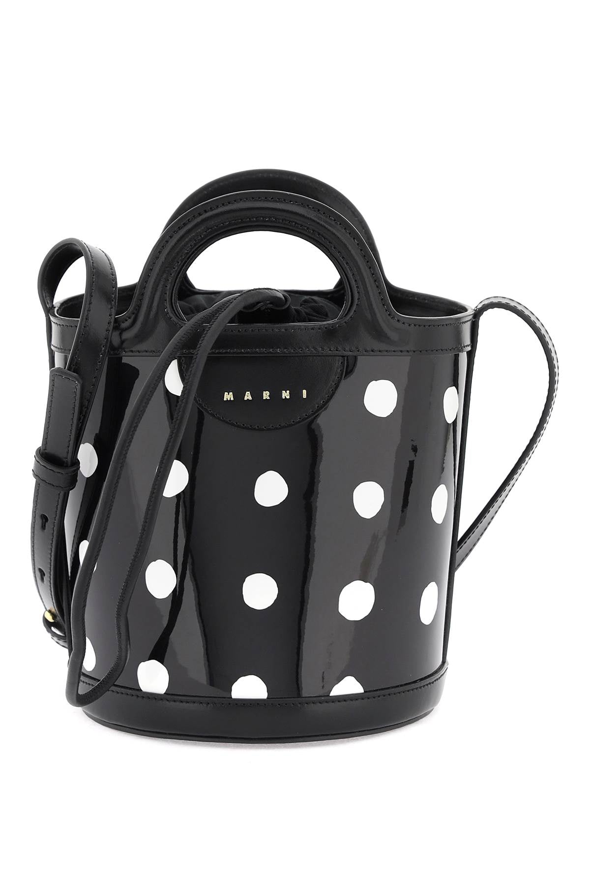 Polka-Dot Patent Leather Tropicalia Bucket Handbag for Women