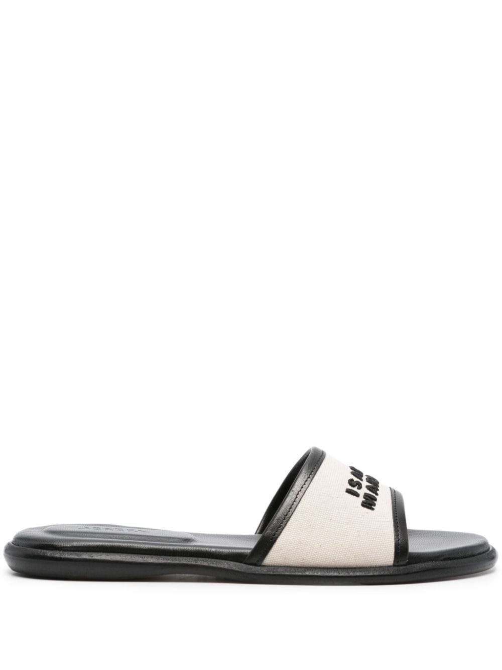 ISABEL MARANT Black Embroidered Logo Flat Sandals for Women