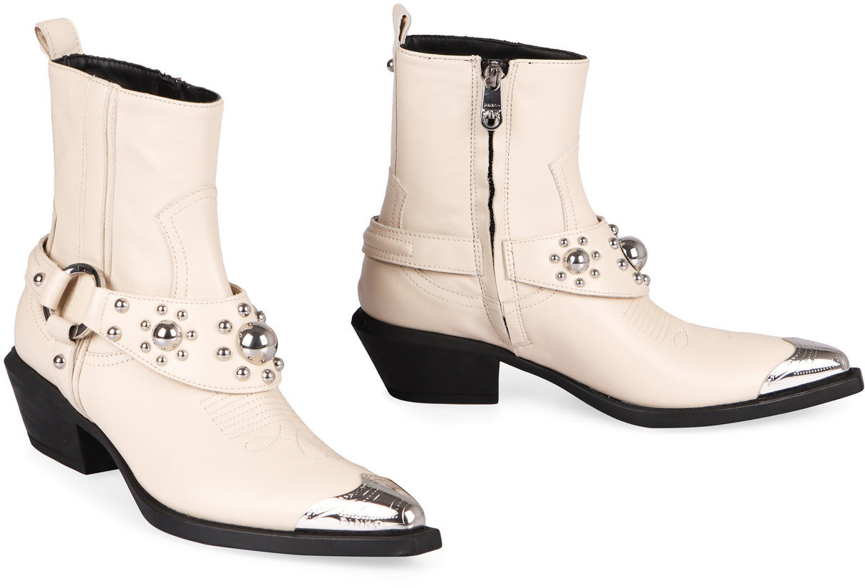 PINKO Western-Style Leather Boots for Women