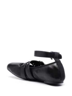 STUART WEITZMAN Timeless Design Maverick Black Leather Ballerina Shoes for Women