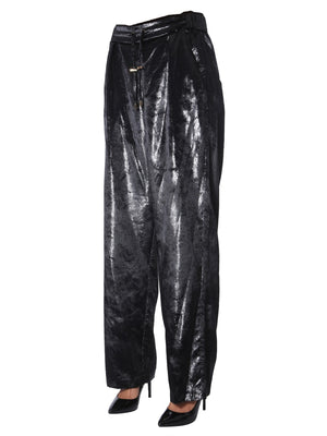 BALMAIN Chic Wide-Leg Velvet Lurex Pants