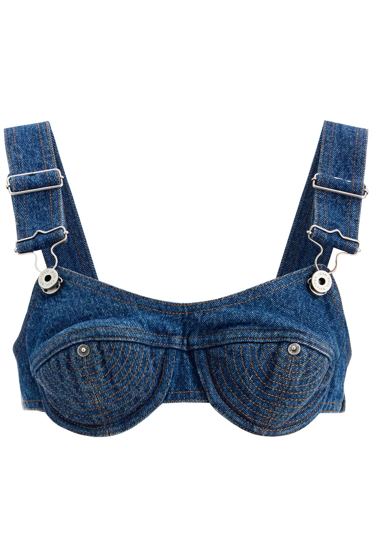 JEAN PAUL GAULTIER Denim Overall Bralette Top - Size 36