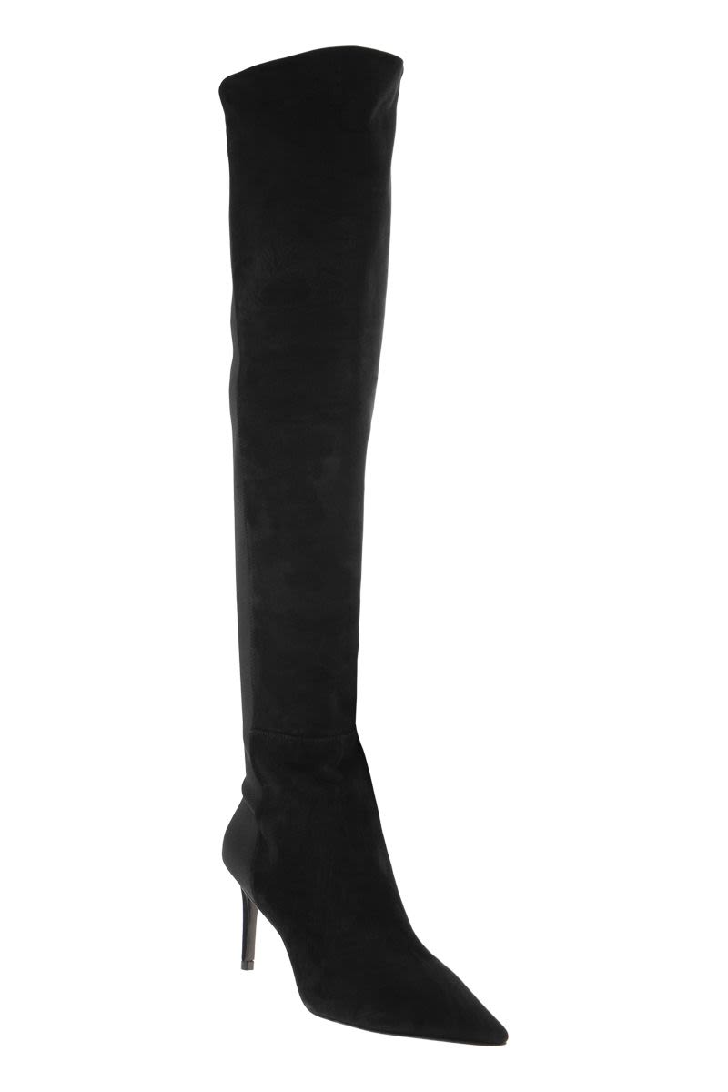 STUART WEITZMAN Sleek and Stylish 75 Thigh-High Suede Boots for Women in Black