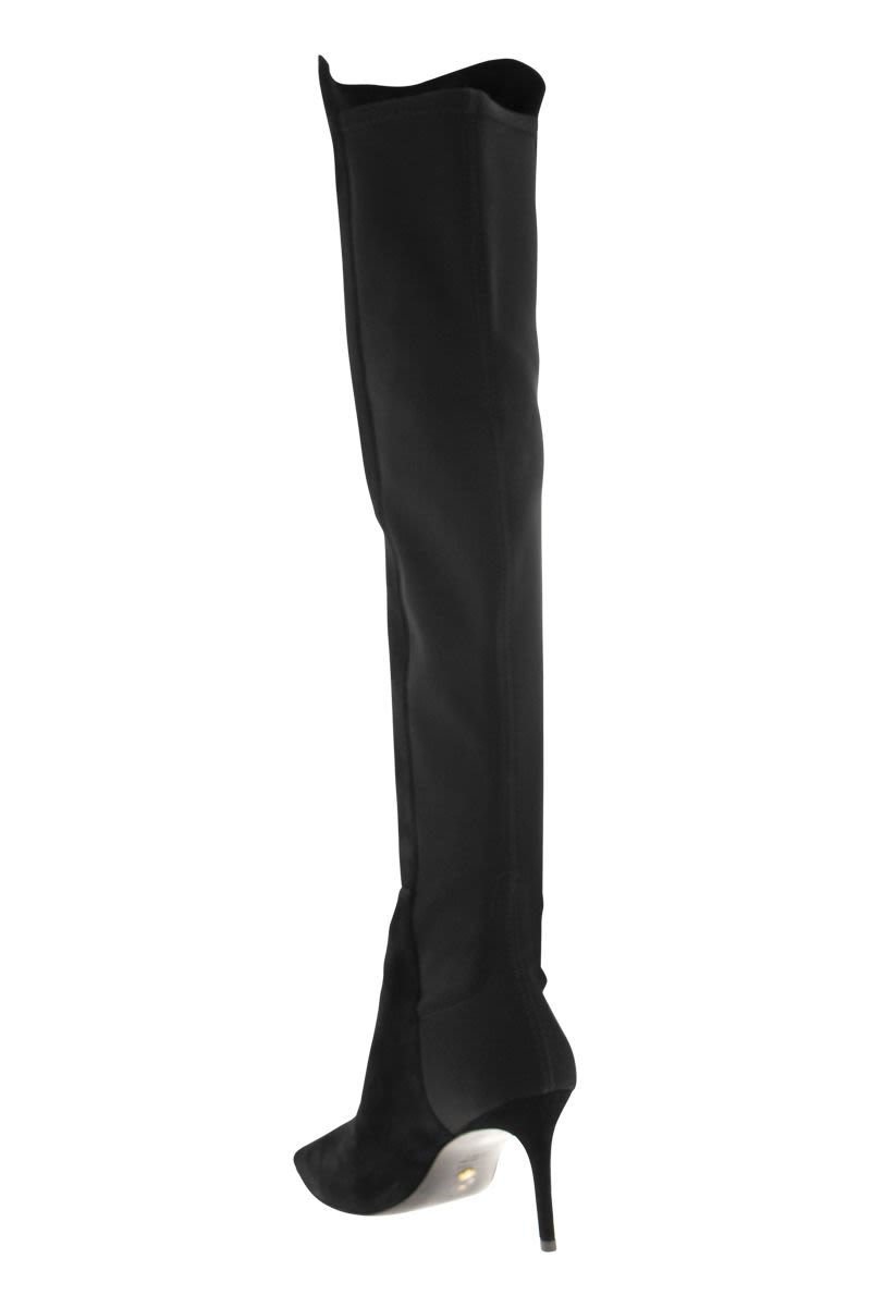 Dép cao gót tuyệt đẹp và sang trọng 75 Thigh-High Suede cho phụ nữ màu đen