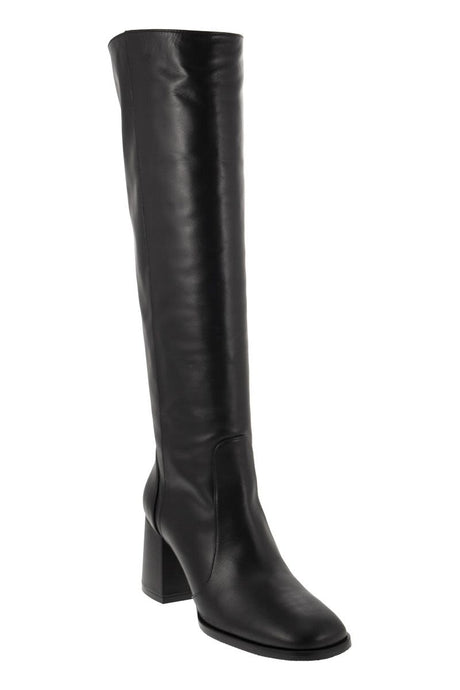 STUART WEITZMAN Brown Leather Raffia Knee-High Boots for Women