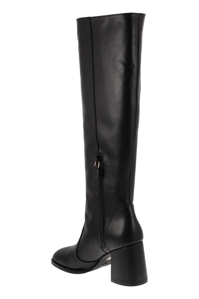 STUART WEITZMAN Brown Leather Raffia Knee-High Boots for Women