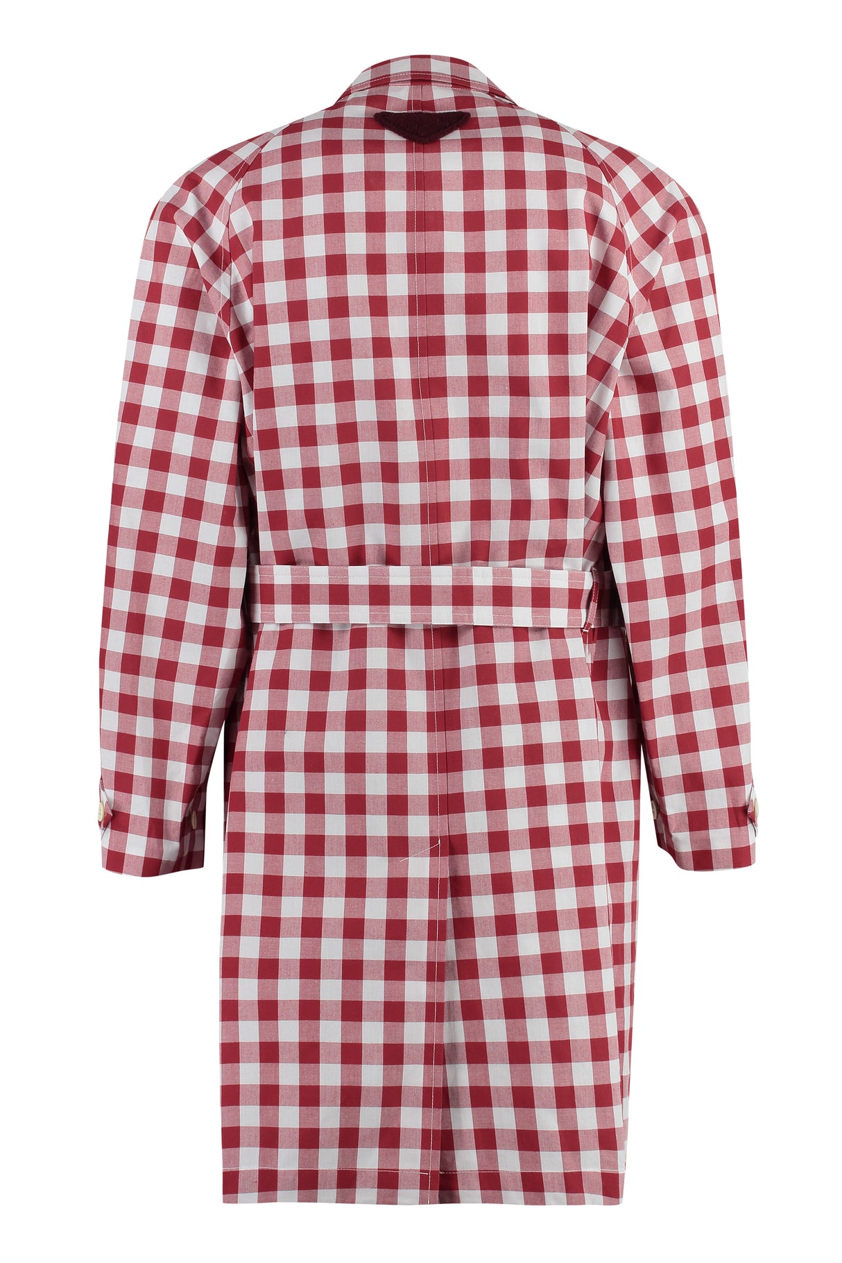 Checked Cotton Jacket with Lapel Collar and Raglan Sleeves for Men