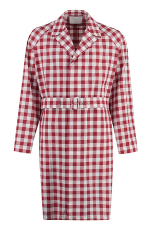 Checked Cotton Jacket with Lapel Collar and Raglan Sleeves for Men