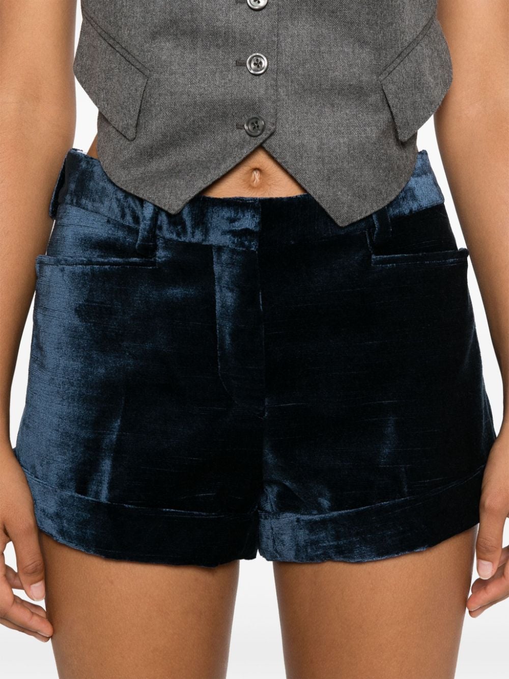 TOM FORD Midnight Blue Velvet Mini Shorts