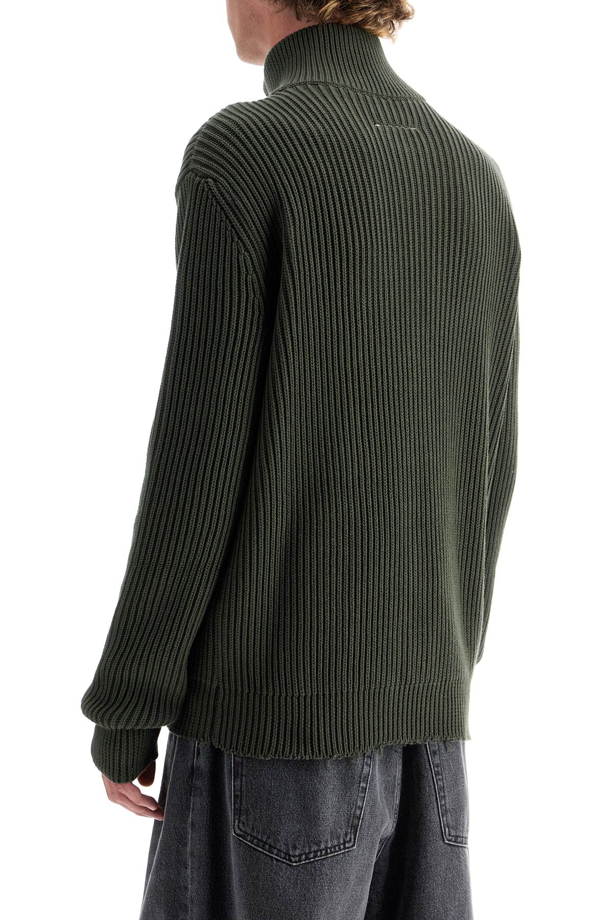 MM6 MAISON MARGIELA Zippered High-Collar Cotton Cardigan with Distressed Details