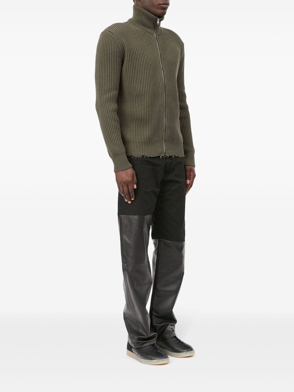 MM6 MAISON MARGIELA Ribbed Zip Up Cotton Jacket for Men - FW24 Collection