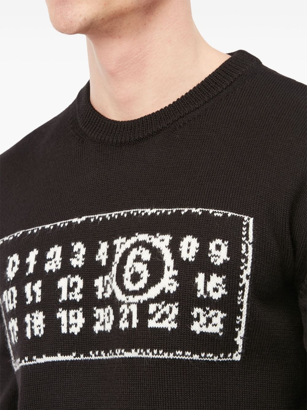 MM6 MAISON MARGIELA Chic Contrast Logo Wool Blend Sweater