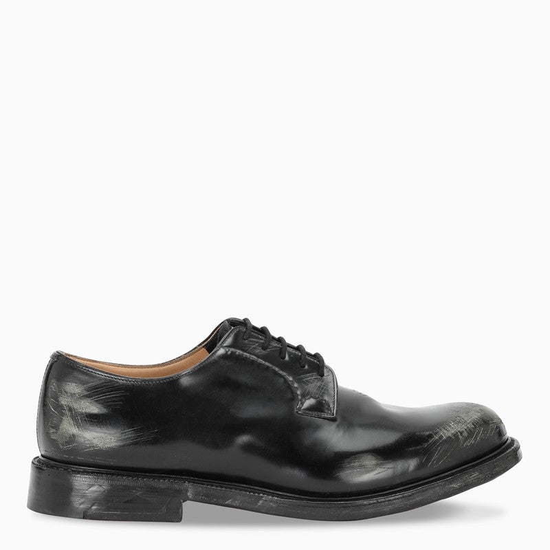 CHURCH'S Elegant Black Derby Dress Shoes with Vintage Finish