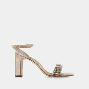 LOEFFLER RANDALL Shay Rhinestone-Embellished Suede Sandals with Medium Heel