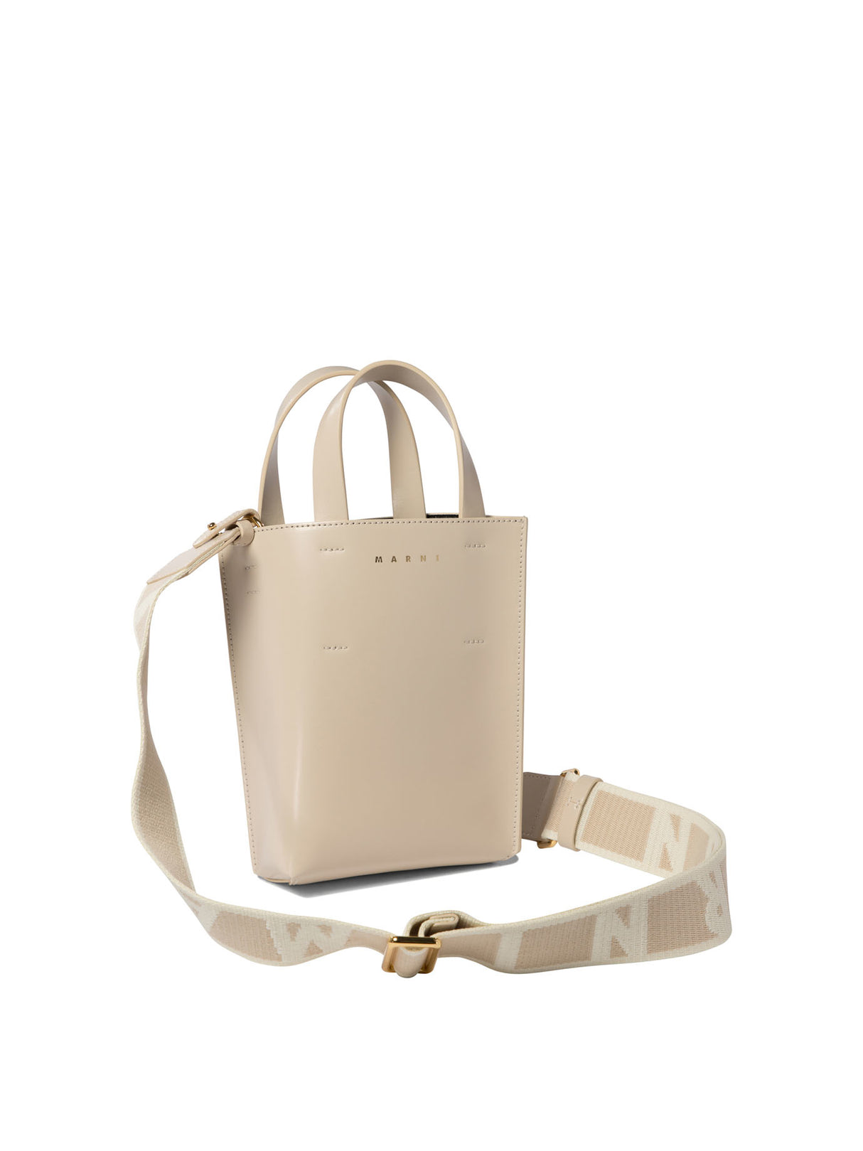 MARNI Chic Mini Museo Nano Leather Handbag in Beige