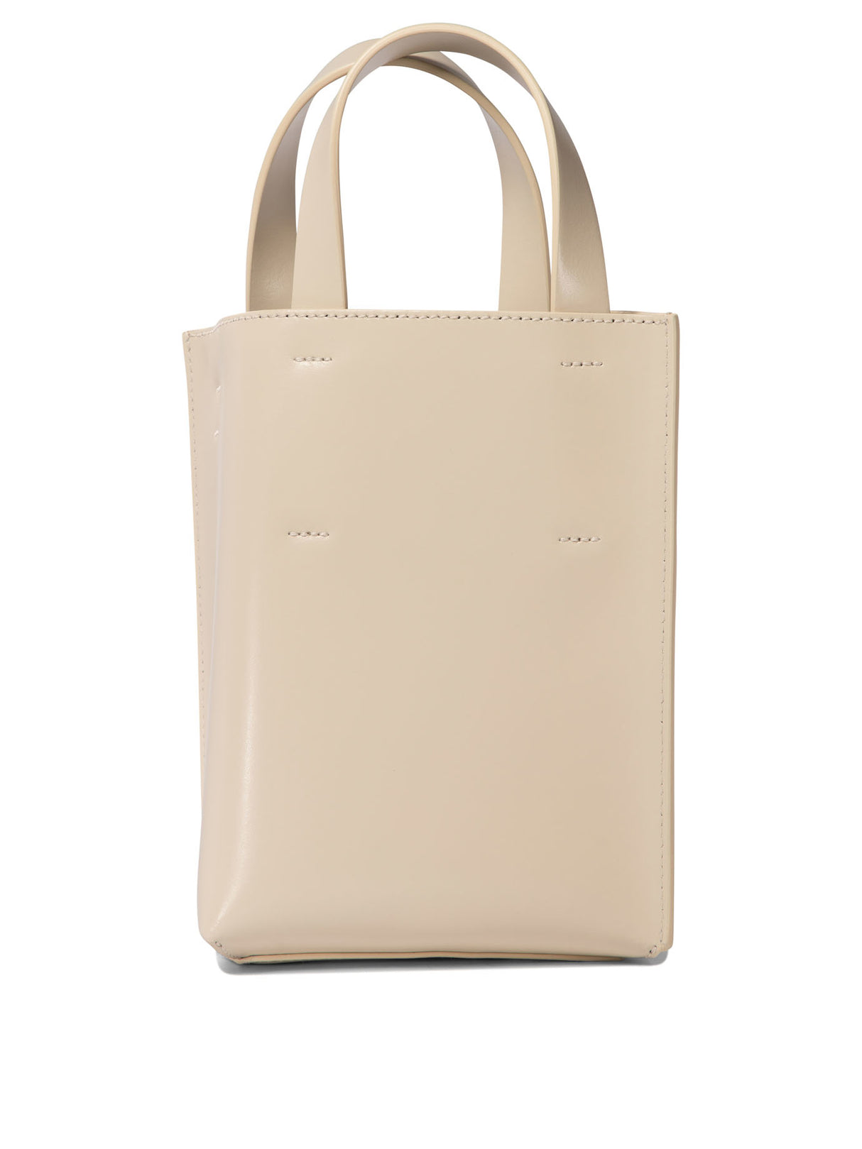 MARNI Chic Mini Museo Nano Leather Handbag in Beige