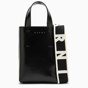 Black Leather Nano Museo Tote Handbag for Women