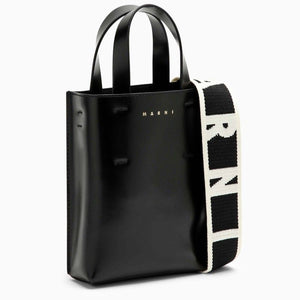 Black Leather Nano Museo Tote Handbag for Women