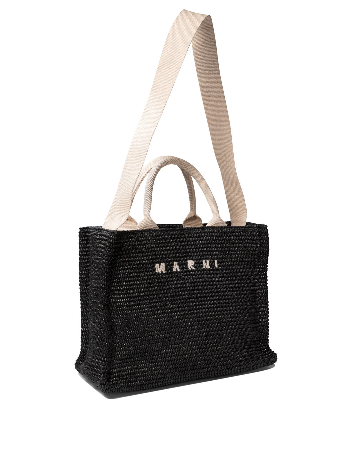 MARNI Raffia-Effect Medium Tote Handbag