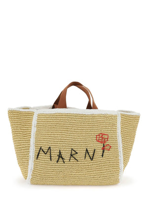 MARNI Medium Raffia Effect Tote Handbag