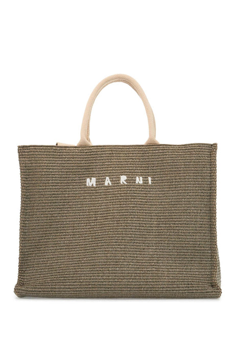 MARNI Large Raffia Effect Tote Handbag