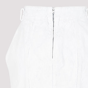 MAISON MARGIELA Crinkled Denim Midi Skirt with Hand-Painted Coating for Women - White