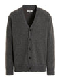 MAISON MARGIELA Chic Grey Wool Cardigan for Women - Casual Fit with Leather Accents