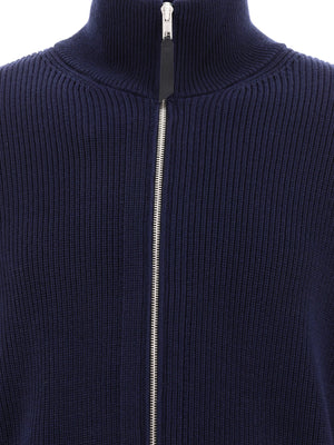 男士藍色織針拉鍊開襟羊毛衫（SS24）