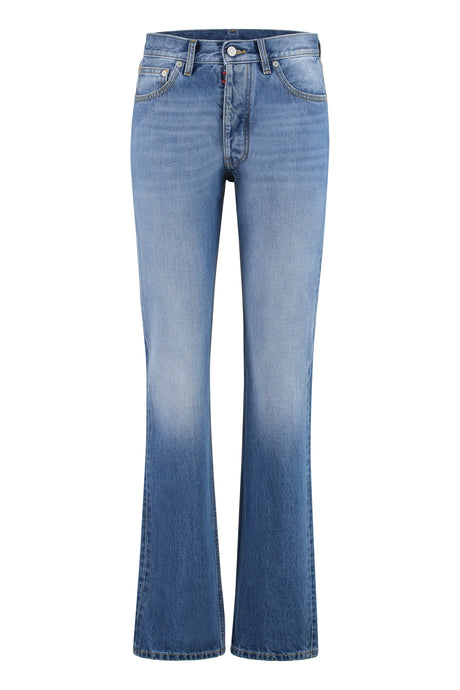 MAISON MARGIELA Blue Straight-Leg Jeans with Contrast Stitching and Silver Metal Rivets for Men