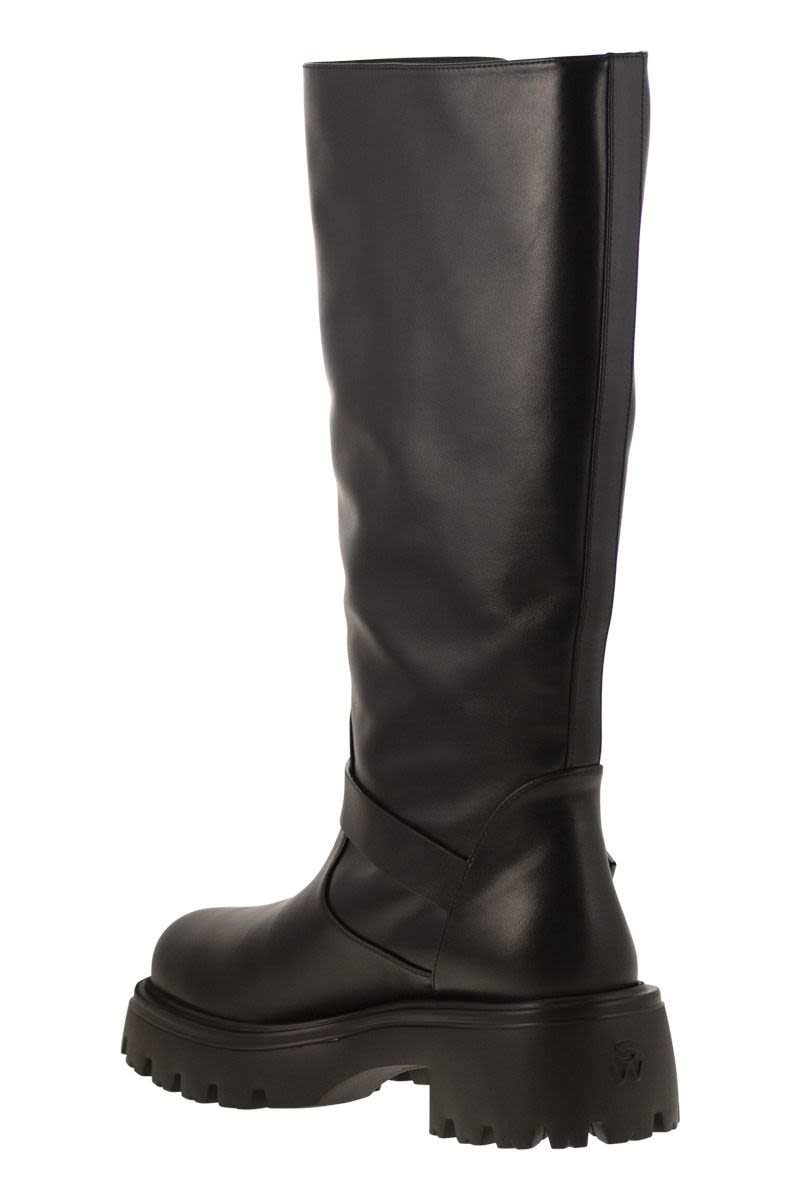 STUART WEITZMAN Emerson Moto Knee-High Leather Boot