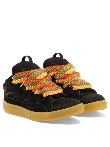 LANVIN Men's Black High-Top Quilted Sneakers