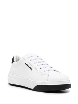 DSQUARED2 White/Black Calf Leather Low Top Sneakers for Men