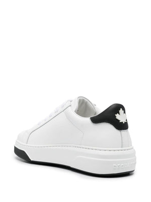 DSQUARED2 White/Black Calf Leather Low Top Sneakers for Men