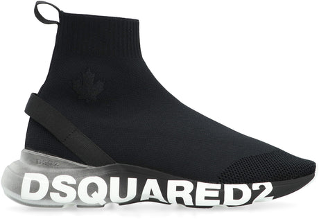 DSQUARED2 Men's Black Fly Knit Sock-Style Sneakers for FW23