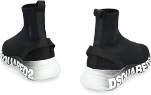 DSQUARED2 Men's Black Fly Knit Sock-Style Sneakers for FW23