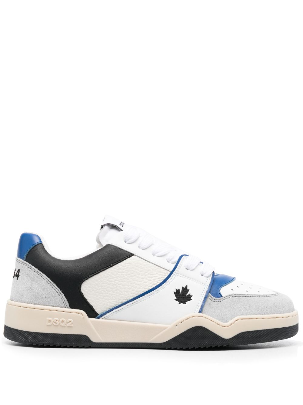 DSQUARED2 Men's Color-Block Leather Low-Top Sneakers with Maple Leaf Print and Embroidered Motif