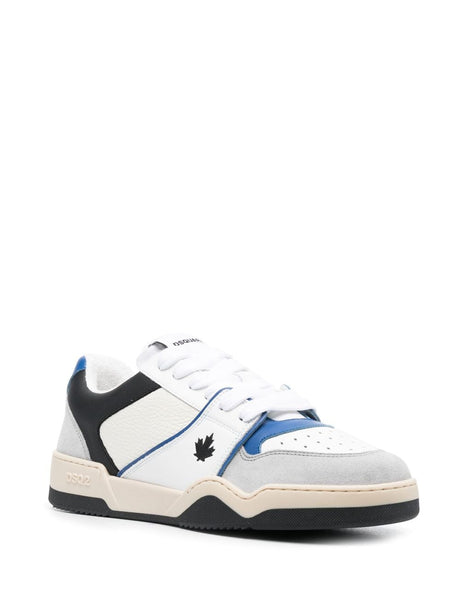 DSQUARED2 Men's Color-Block Leather Low-Top Sneakers with Maple Leaf Print and Embroidered Motif