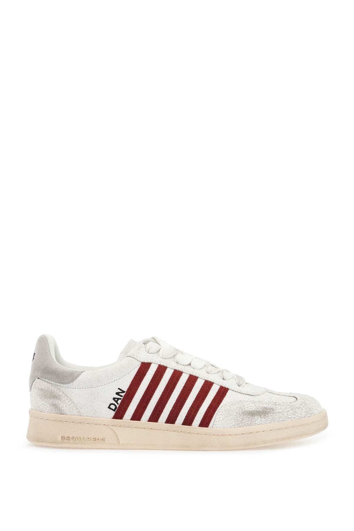 DSQUARED2 Distressed Leather Sneakers with Suede Details