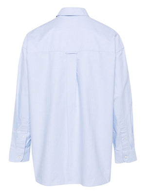 STUDIO NICHOLSON Light Blue Ruskin Shirt for Men - Straight Cut