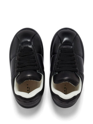 MARNI Men's Padded Black Leather Lace-Up Sneaker for SS24