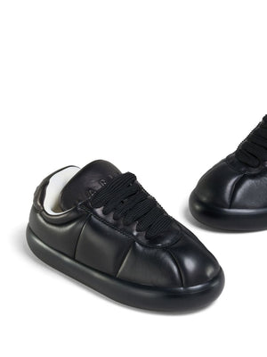 MARNI Men's Padded Black Leather Lace-Up Sneaker for SS24